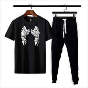 Men's Black Cotton Jersey T-Shirt & Jogger Set
