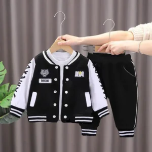 Boys Printed Cotton Jacket & Pants Set