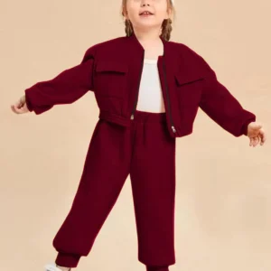 Kids Plain Fleece Sweatshirt and Trouser 2 Piece