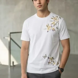 Men's White Dri Fit Printed T-Shirt